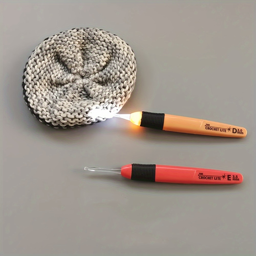 Crochets lumineux LED, aiguilles à tricoter, accessoires de tissage, outils, Crochet, bricolage, outil d'aiguille à tricoter lumineux, 1 pièce