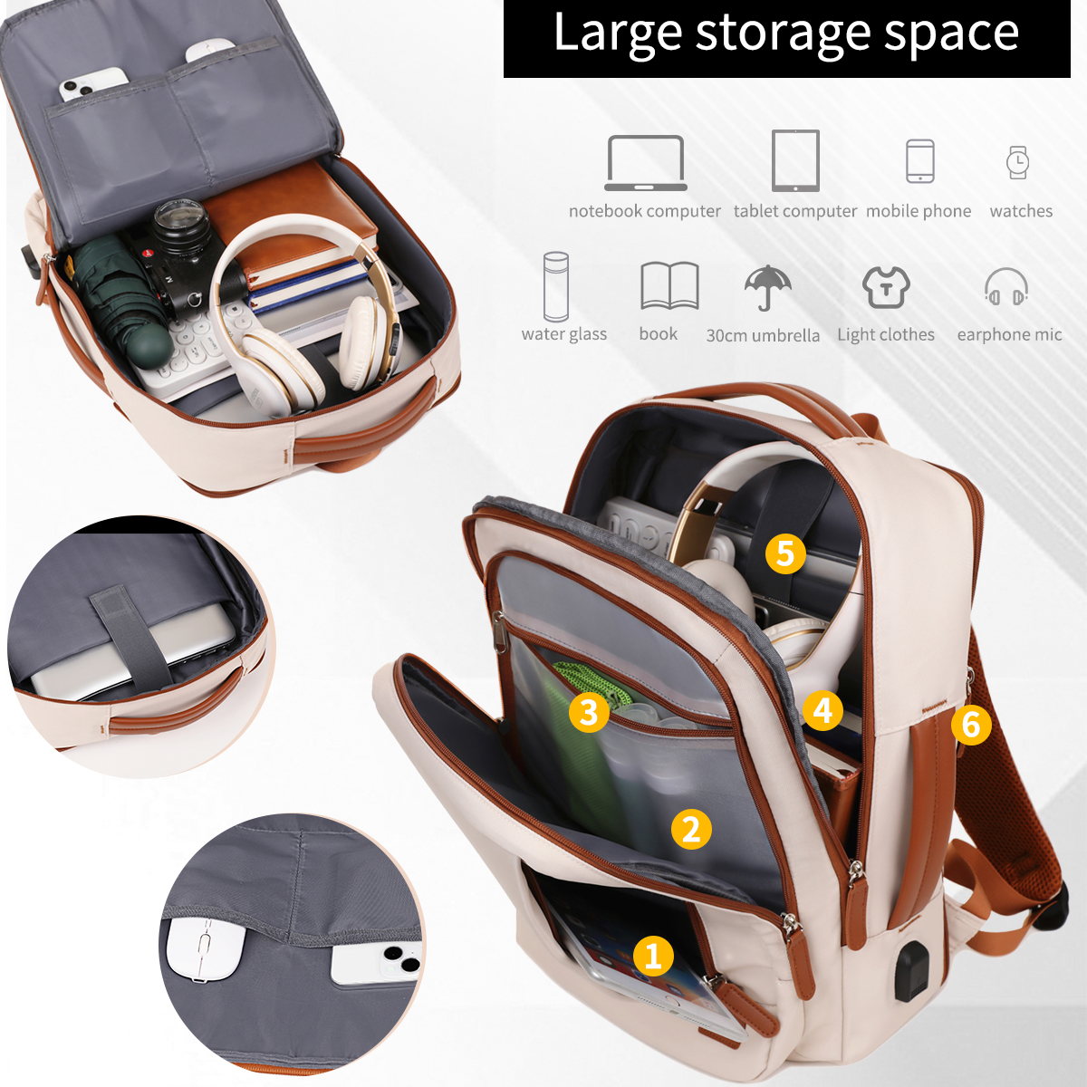 The Unisex Backpack for Short-Distance Business Trips, Lightweight Travel Bag, Computer School Bag Storage Bag Combination