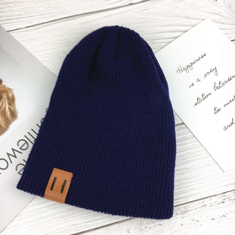 Baby Hoed Voor 3T Kinderen Kids Gebreide Cap Haak Solid Mutsen Jongens Meisjes Hoeden Hoofddeksels Peuter Kids Caps Accessoires: navy