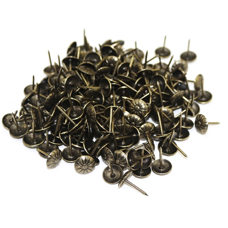 Tachuelas decorativas para muebles antiguos, clavos para tapicería, tablero de corcho para muebles tapizados o proyectos de bricolaje, 100 piezas, N1HF: Green bronze