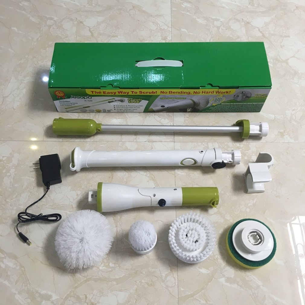 Wireless Electric Cleaning Brush Rotate Mop Automatically Silicone ABS Aluminum Long Handle Telescopic Home Use