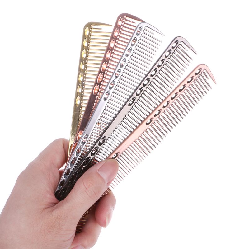 Men Women Aluminum Metal Cutting Comb Hair Hairdressing & Barbers Salon Combs