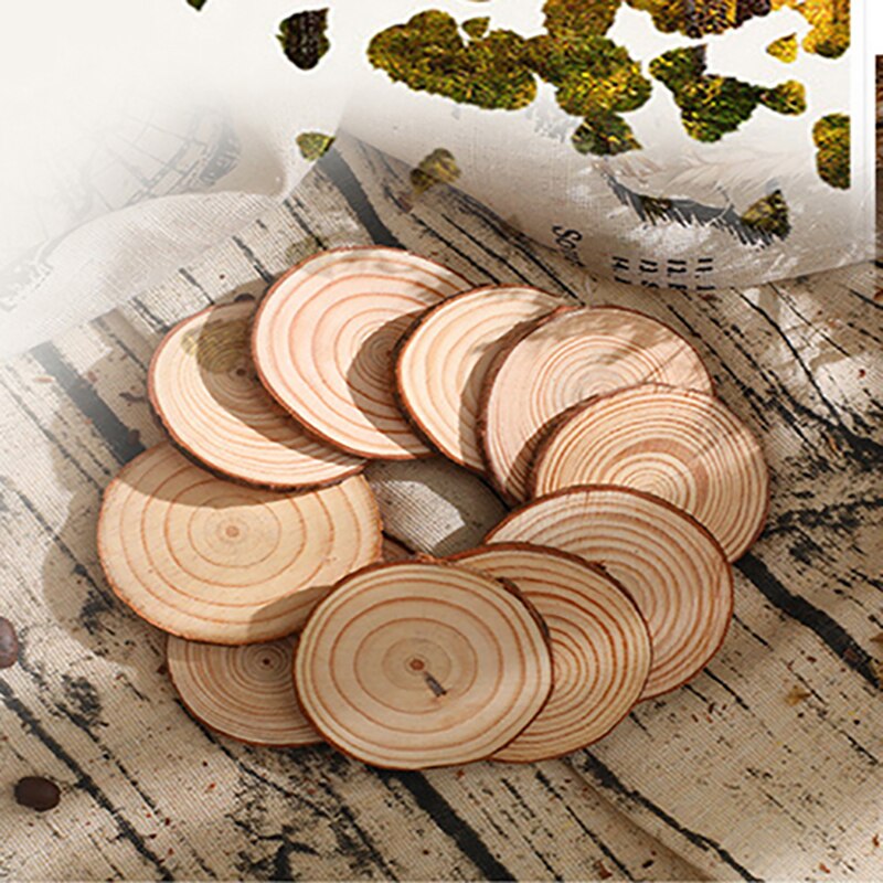 Natural round wood slices logs annual ring wood chip for diy handmade material painting decoration Home photography decoration