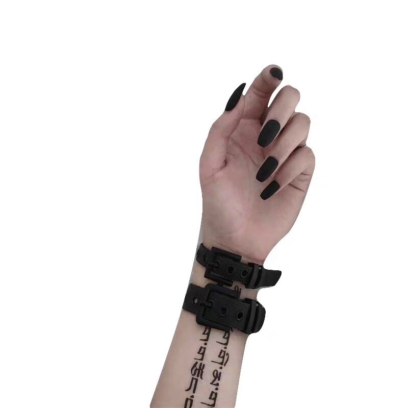 Harajuku Persoonlijkheid Paar Zwart Pu Band Armband Verstelbare Voor Punk Mannen En Vrouwen Trend Paar Partij Prom Vintage Sieraden
