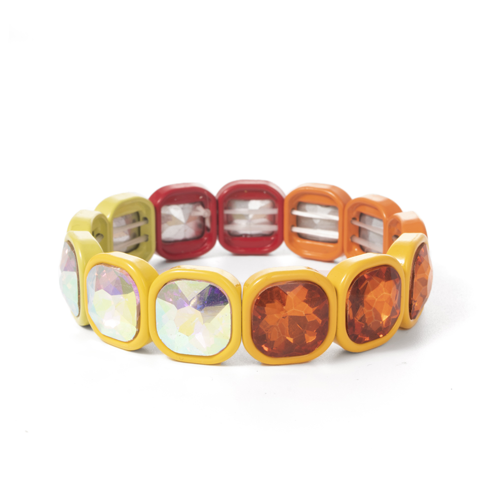Pulseras de cuentas de cristal de invierno para mujer, pulseras elásticas de cuentas coloridas, joyería brillante bohemia hecha a mano, 2024: Rojo óxido