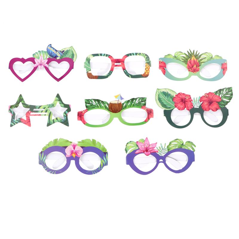 8 Stuks Verjaardagsfeestje Bril Decor Grappige Papier Bril Zonnebril Decoratieve Props Hawaii Party Gunsten
