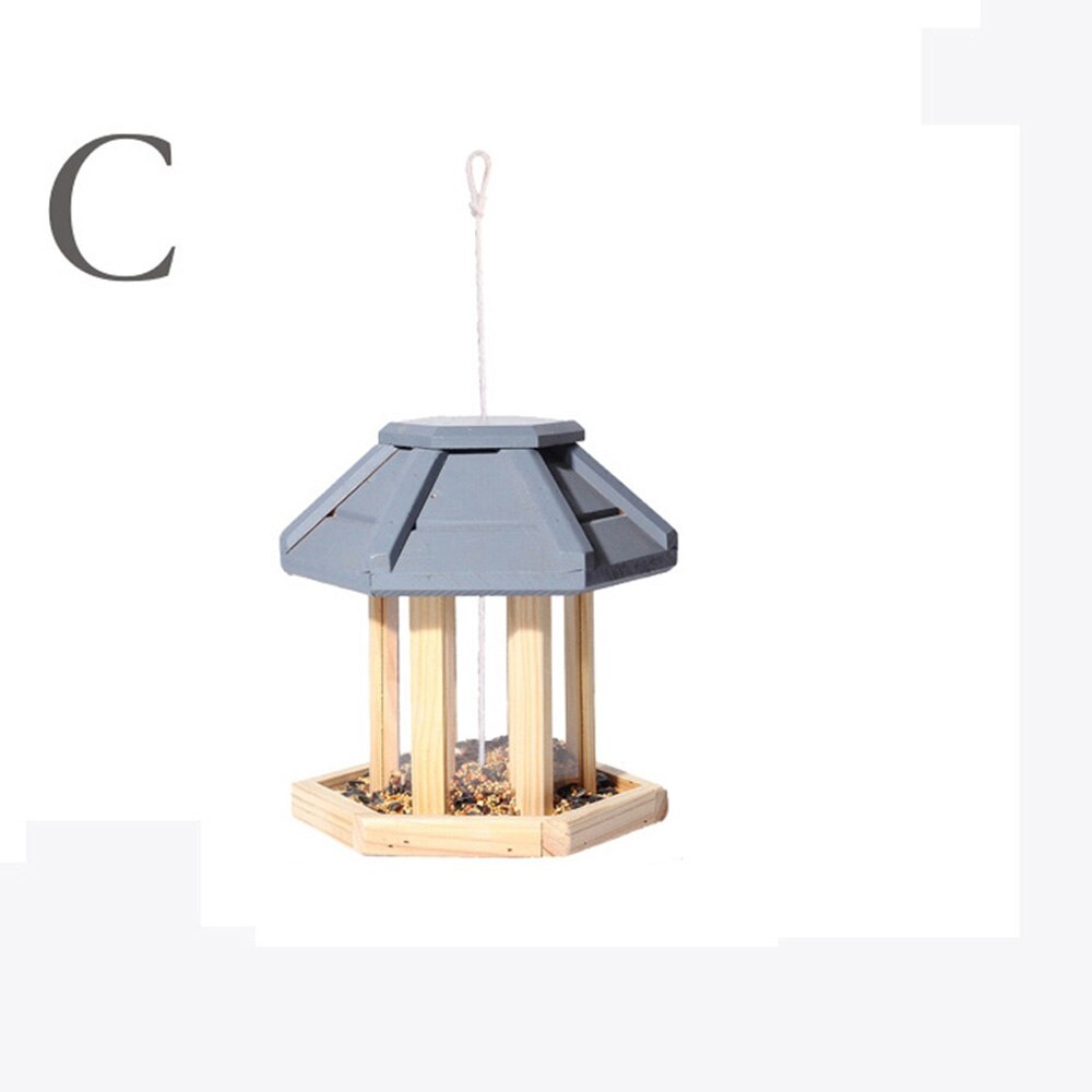 Wooden bird feeder outdoor bird feeder personality simple home balcony garden bird food box: 3