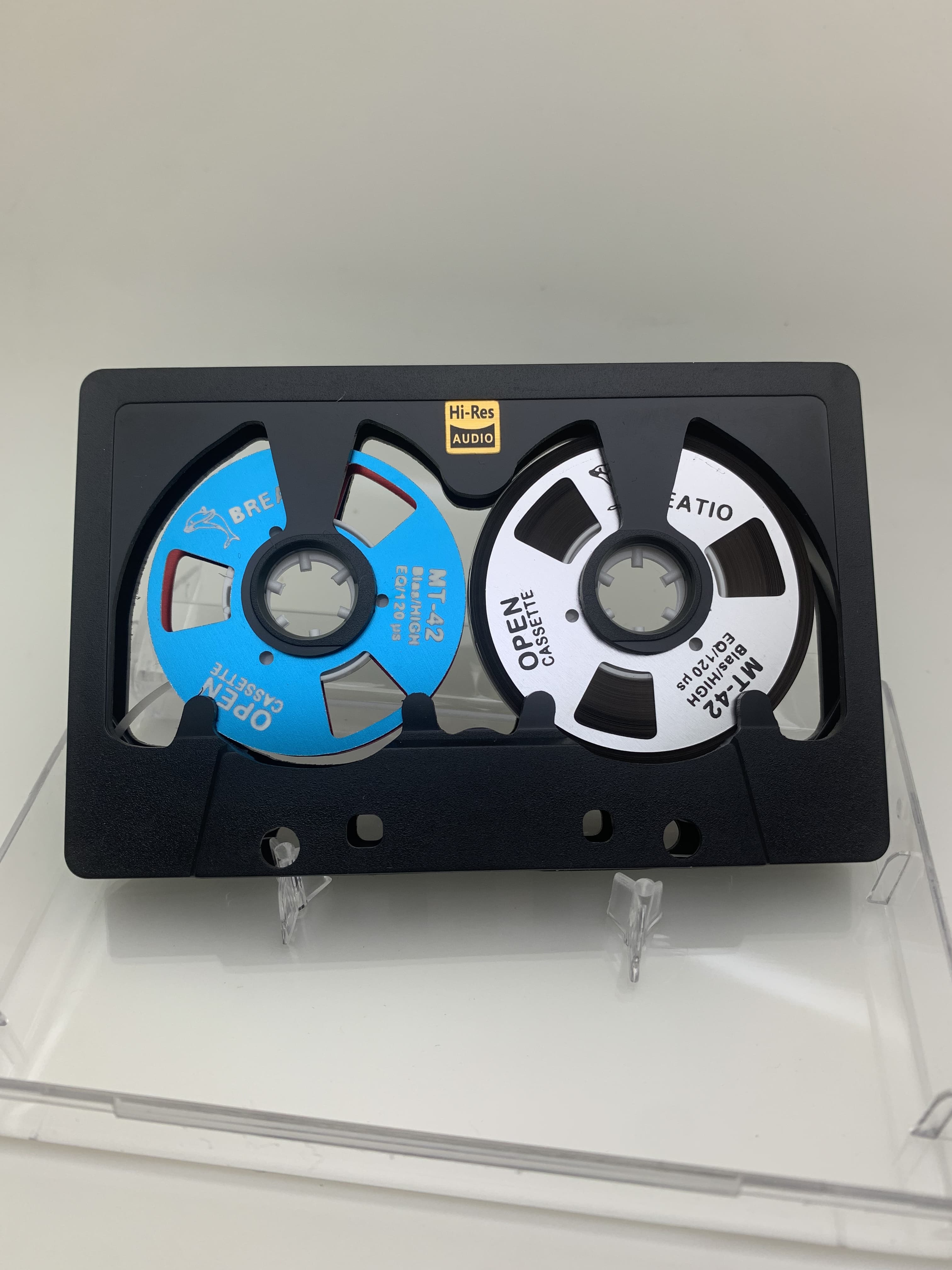 Audio Cassette Reel to Reel Cassette 50 Minute Blank Tape Double Sided Metal Reel Open Case Self-made: Azul