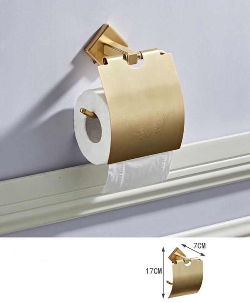 Børste guld badeværelse hylde frostet guld badeværelse tilbehør guld børste messing håndklæde hylde børsteholder papir rack: Papirholder