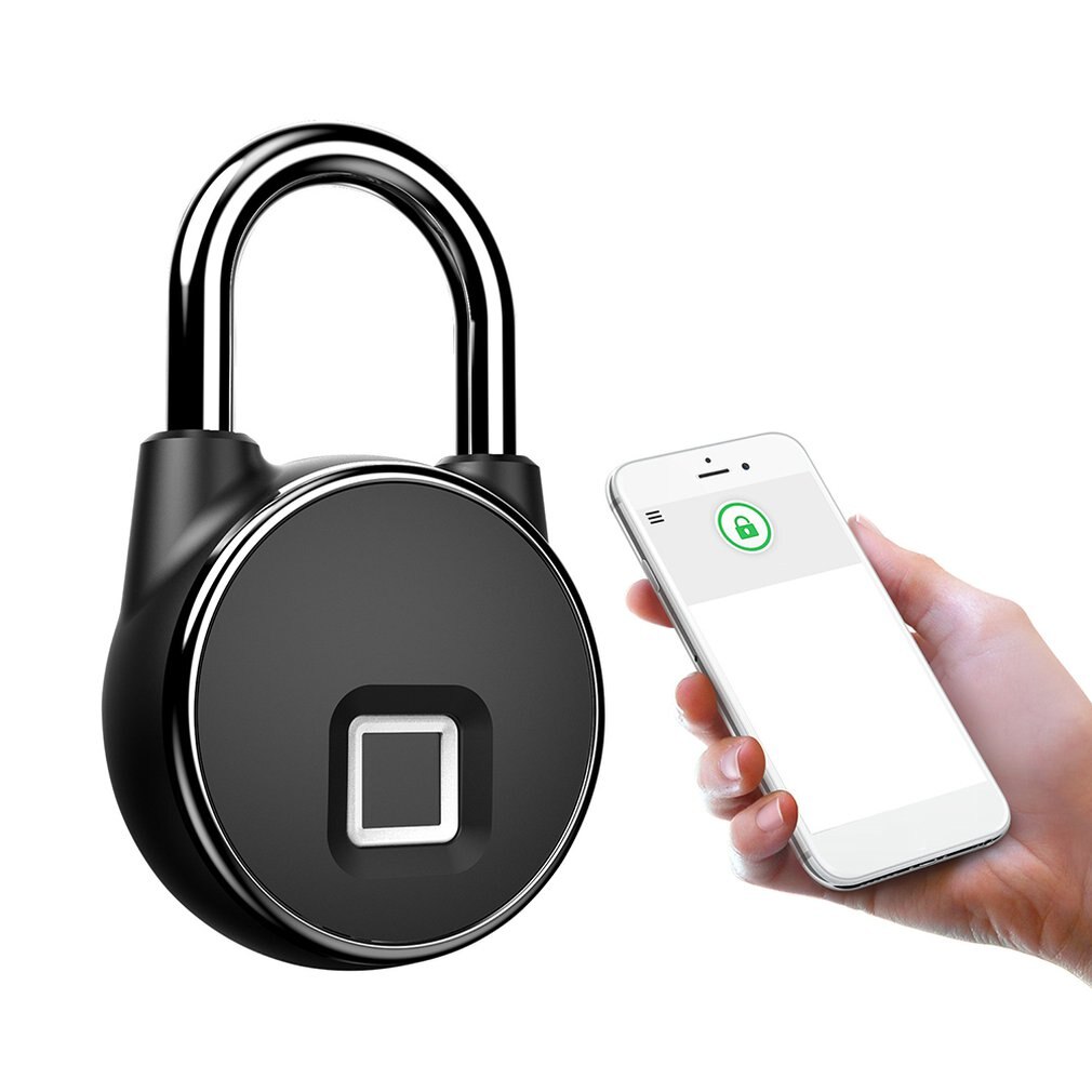 Portable bluetooth Lock Smart Padlock Keyless Fingerprint Lock Anti-Theft Security Door Padlocks for Bag Drawer Suitcase: Default Title