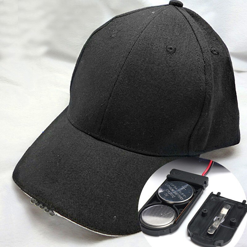5 LED Outdoor Lighted Cap Flash Hat Fishing Running Hat Flash Men Women Camping Climbing Caps Camouflage Hats For Party: Black