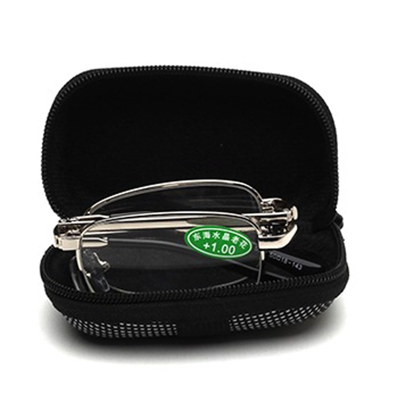 Fleksible mini briller kvinner menn metall snapp folding lesebriller med etui  +1.0 +1.5 +2.0 +2.5 +3.0 +3.5 +4.0