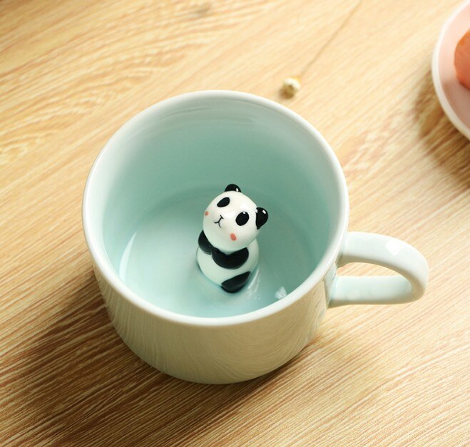 Tasse en céramique mignonne avec un animal dedans de 220 ml,mug, café, lait, thé, , dessin animé, d&#39;anniversaire, nouveauté, nouvel arrivage