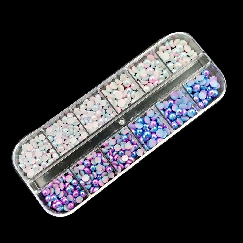 4 Mm/5 Mm Steentjes 3D Nagels Accessoires Acryl Wit Ronde Kleurrijke Glitters Diy Crystal Nail Art Decoraties