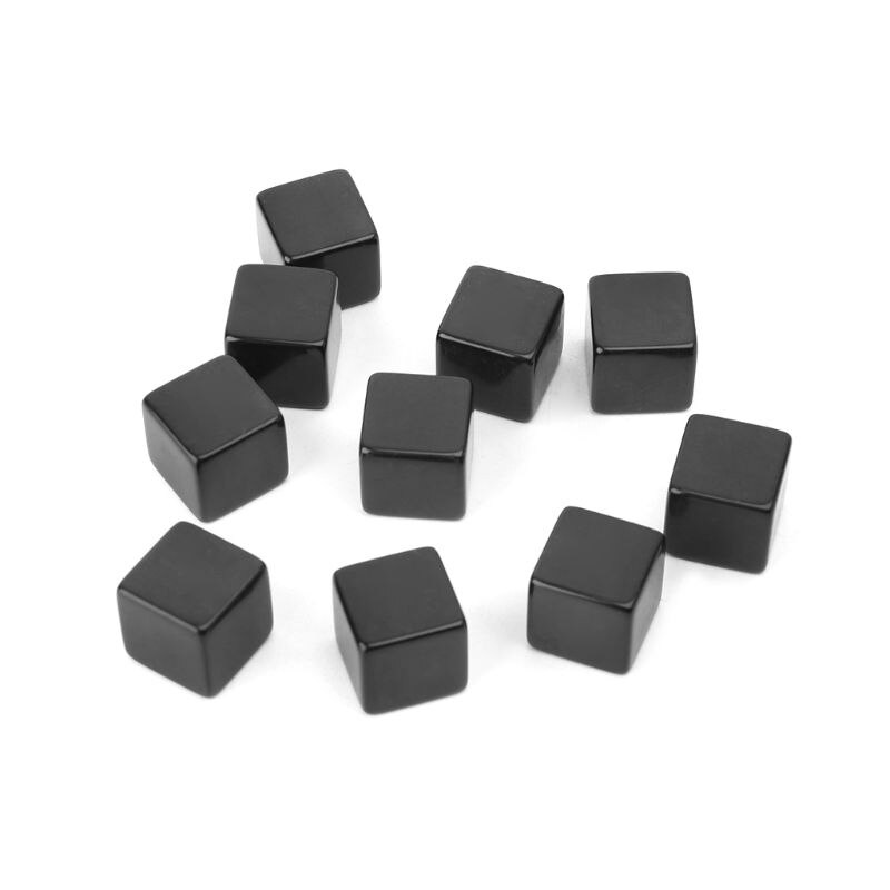 Lot de 10 dés de 16mm en acrylique noir, jeu de société, Cube, jouet pour enfant, bricolage amusant et enseignement, dés multi-faces pour jeu de société