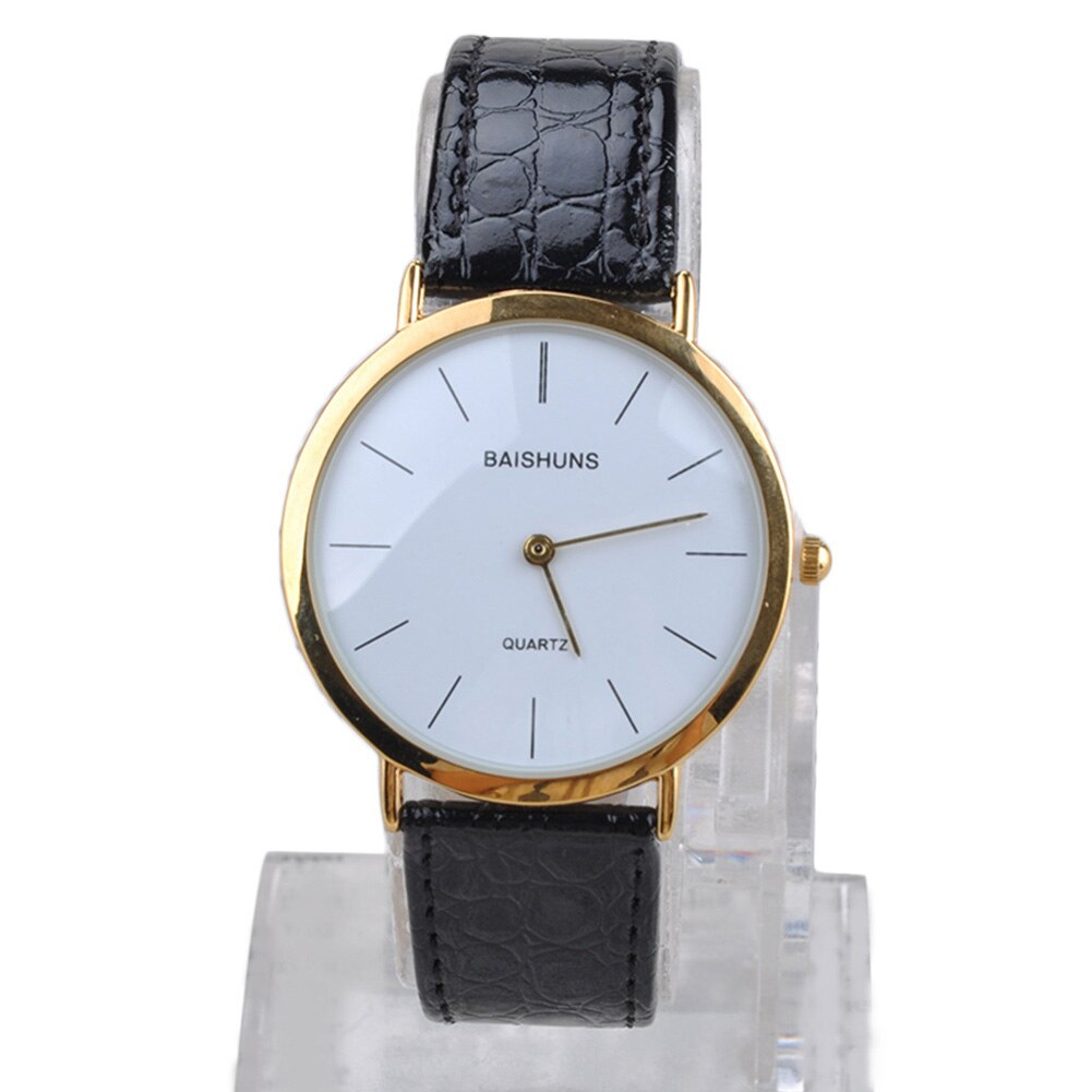 Mens Boys Classic Faux Leather Band watches Round Dial Analog Quartz Wrist watch