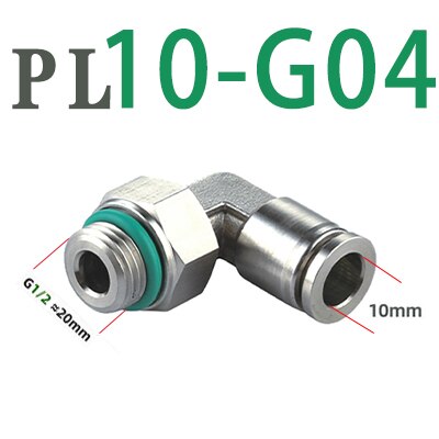 304 stainless steel joint trachea quick coupling 1/8&quot; 1/4&quot; 3/8&quot; 1/2&quot; BSP pneumatic quick coupling elbow male thread G thread: PL10-G04