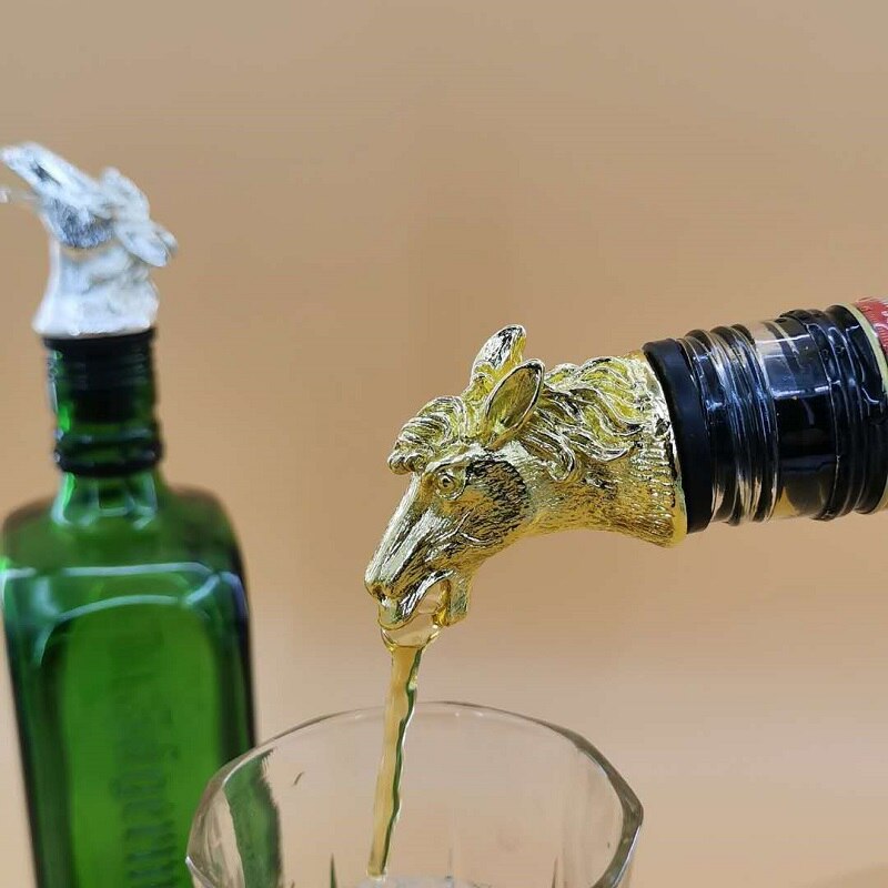 Wijn Fles Schenker Stopper Rvs Paard Hoofd Wijn Beluchters Thuis Wijn Party Restauran Bar Gereedschap: Gold