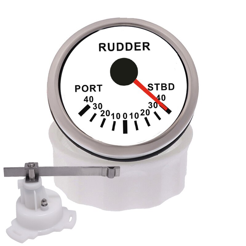 Waterproof Boat Marine Rudder Angle Indicator With 0-190 ohm Rudder Angle Sensor Red Backlight for 12V/24V: White