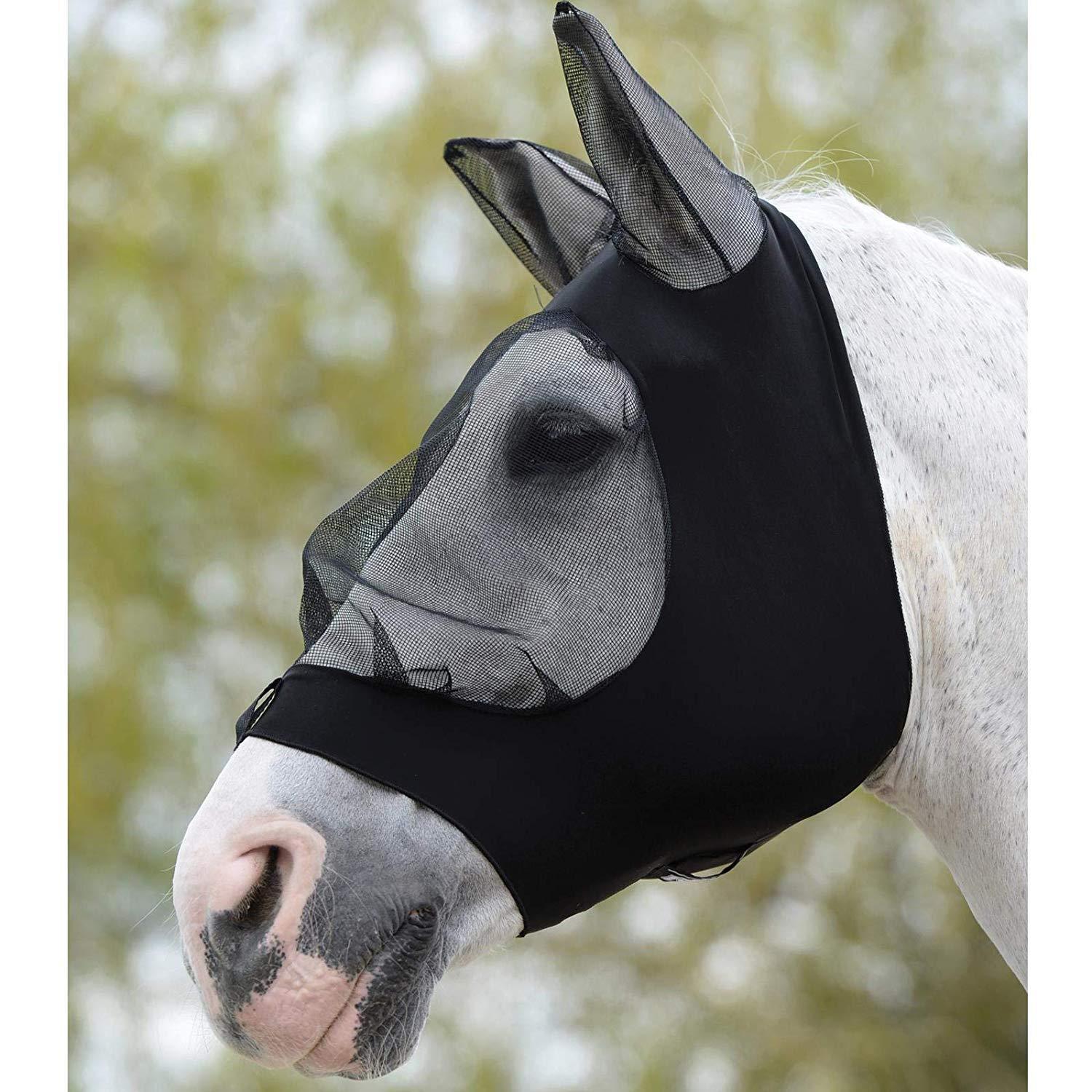 Cavallo volare Maschera con Le Orecchie extra comfort Lycra presa anti-Zanzara Maglia Morbida equino Maschera Testa di Cavallo Della Copertura Confortevole anti volare Maglia: Style2 nero