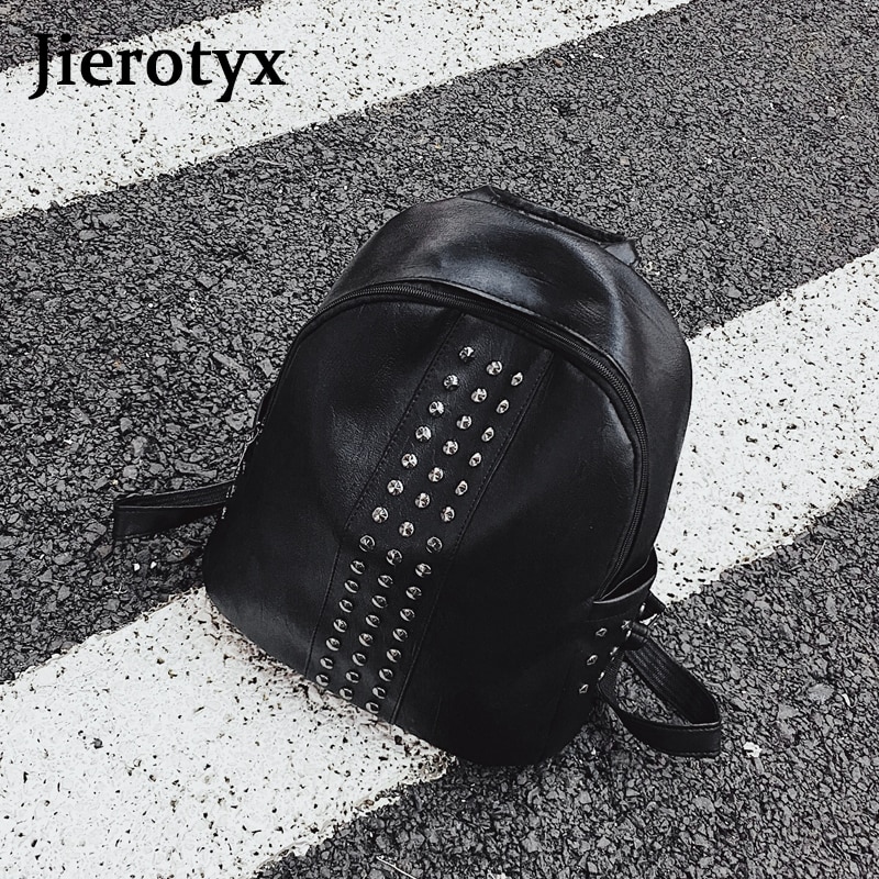 Jierotyx Mode Klinknagel Rugzak Voor Tiener Mini Rugzak Pu Lederen Pouch Purse Luxe Rugzak Vrouwen Sac A Dos