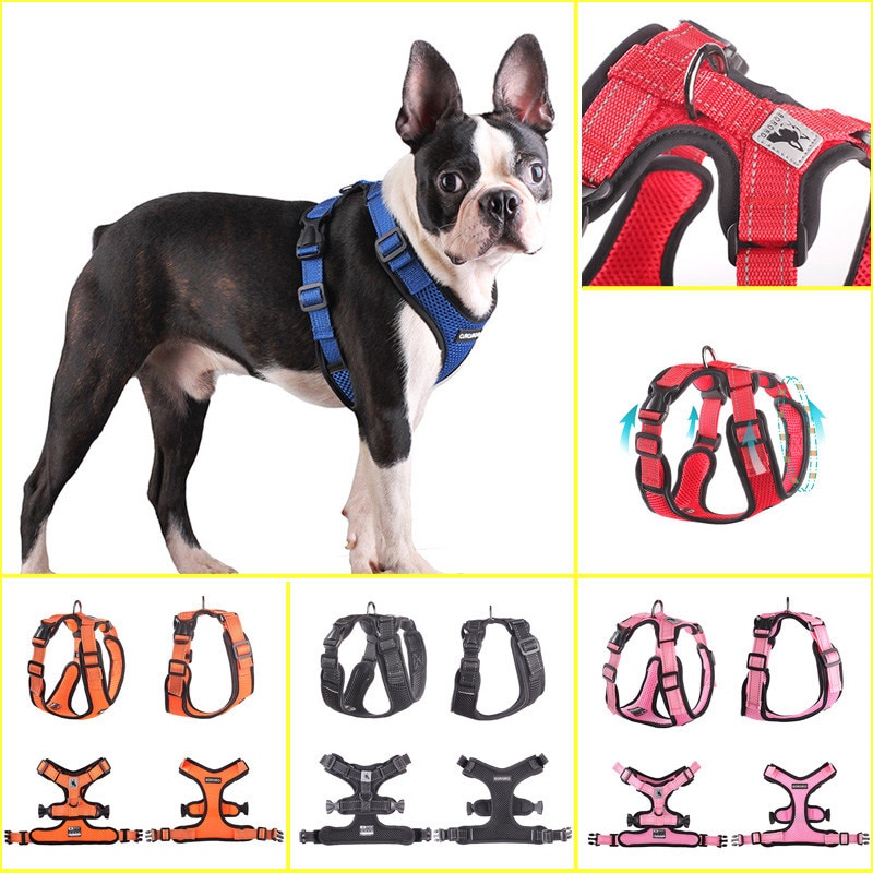 Adjustable Outdoor Protective Harness Collar Pug No Pull Pet Dog Harness For Dogs Training Vest Medium Small Medium Dogs