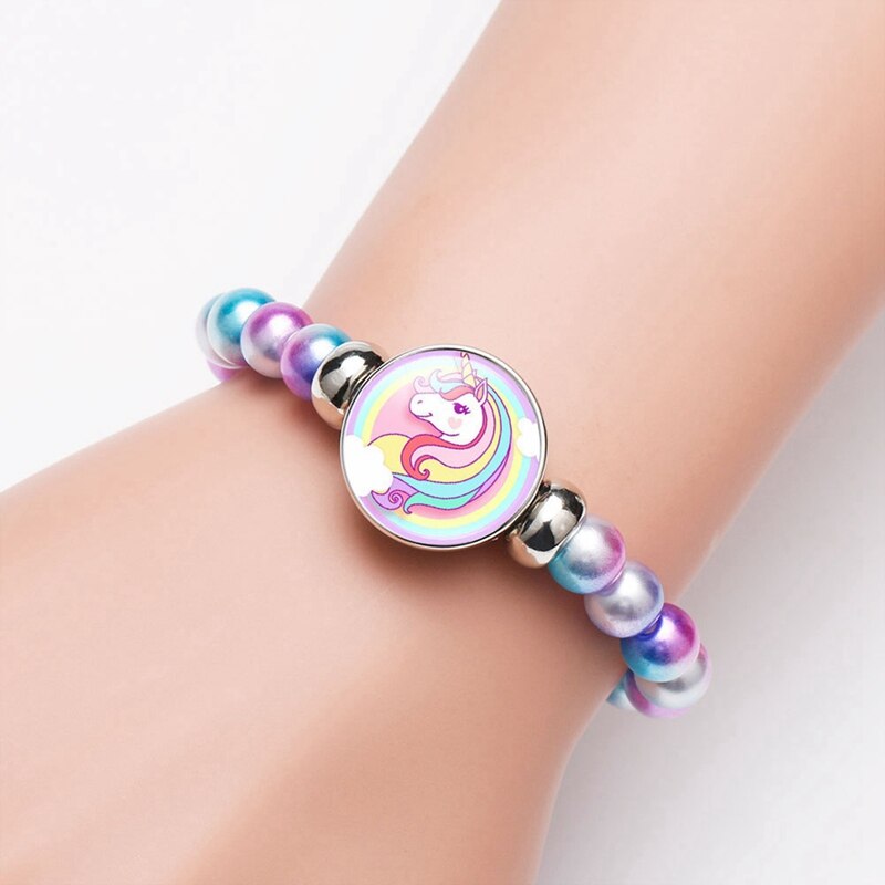 freundlicher Karikatur Einhorn Armbänder Schnur Schmuck Stein Armreif Einhorn Perlen Armbinde Geburtstag Partei freundlicher Armbinde