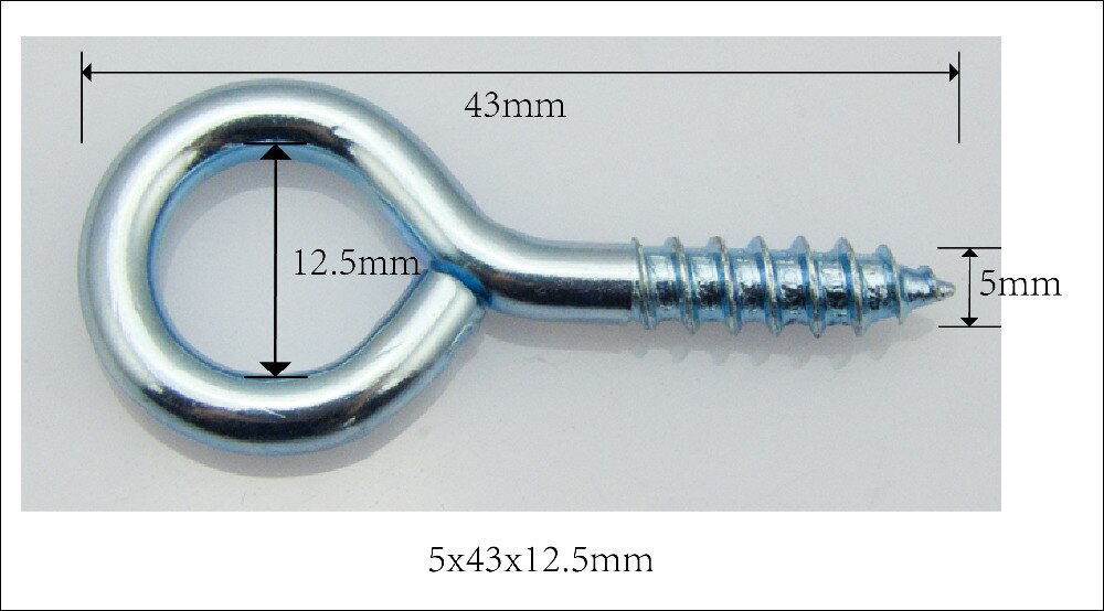 M5x43x12.5mm, Stalen Schroef Eye Ringen Arts Ambachten, Alle Stalen, Niet-magnetische &amp; Roest Niet, 10 Stks/pak