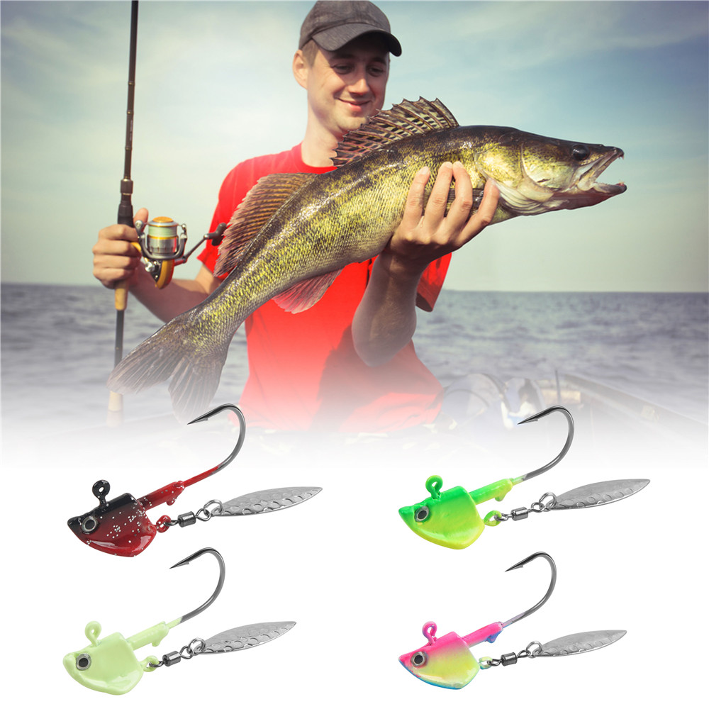 16 st bly jigg huvud fiske krokar trolling spinner blad mask bete jigg krok 3d fisk ögon öring bas fiske rig 7g 10g 12g
