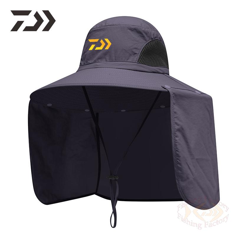 Unisex Daiwa Fishing Cap Hat Breathable Neck Face Men Women Outdoor Uv Protection Fishing Camping Solid Black Sun Caps