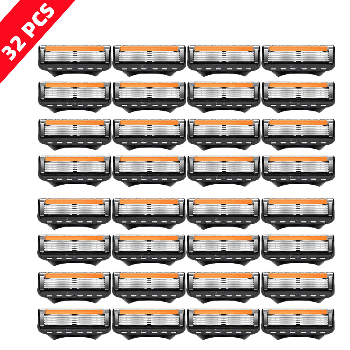 Rasierer 5-lagige Klinge Rasierer für Männer Rasierer Manuelle Rasierklinge Bausatz Halfter Rasieren Griff Gesicht Haar Entfernen Bart Kompatibel: Orange
