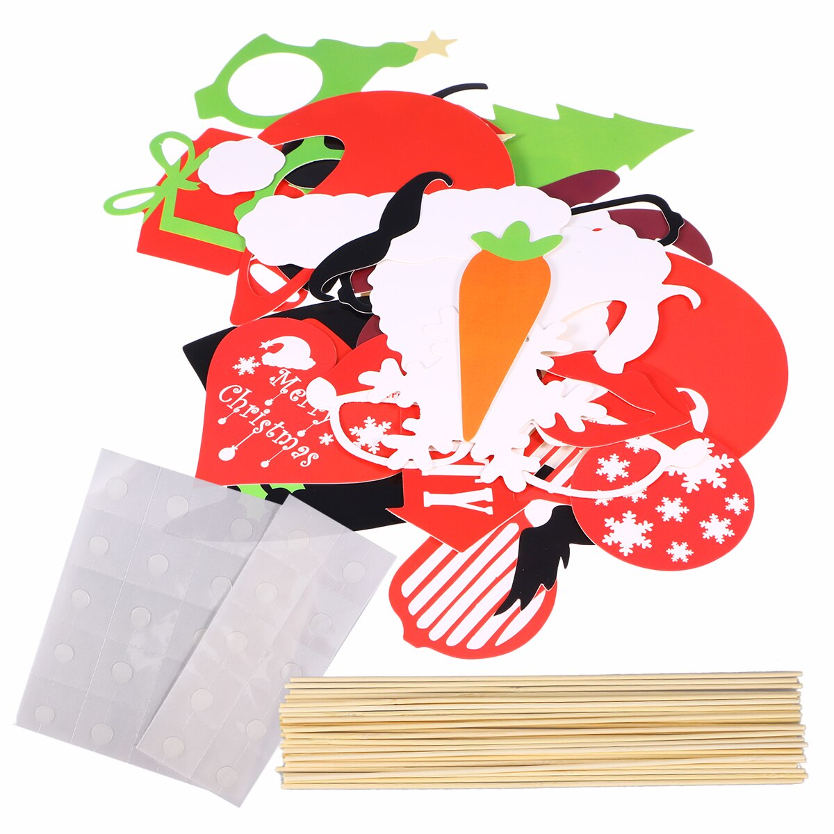 28 Pcs Christmas Party Photo Booth Props Posing Props Christmas Trees Hats Glasses Mustache Kit for Party Decoration