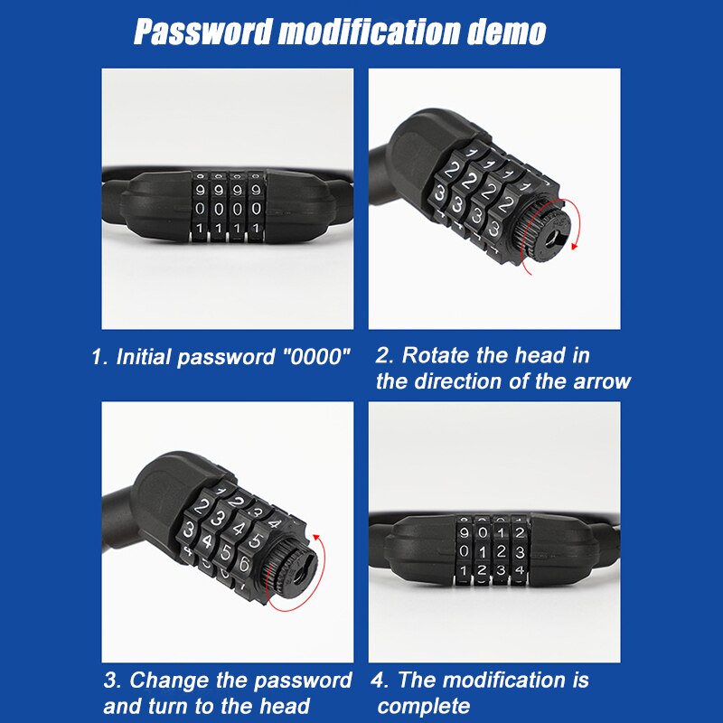 4 Colors Bike Lock 4 Digit Code Combination Bicycle Lock Bicycle Security Lock MTB Portable Anti-theft Lock