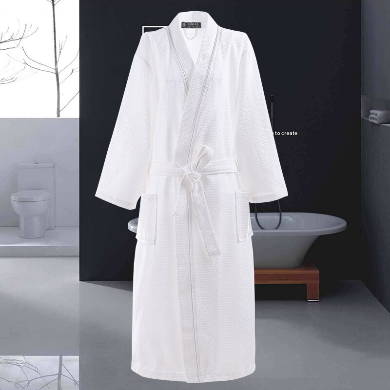 Vaffel 100%  bomulds badekåbe mænd langærmet herre morgenkåbe sved fordampe par kimono badekåber hotel spa badekåber morgenkåbe