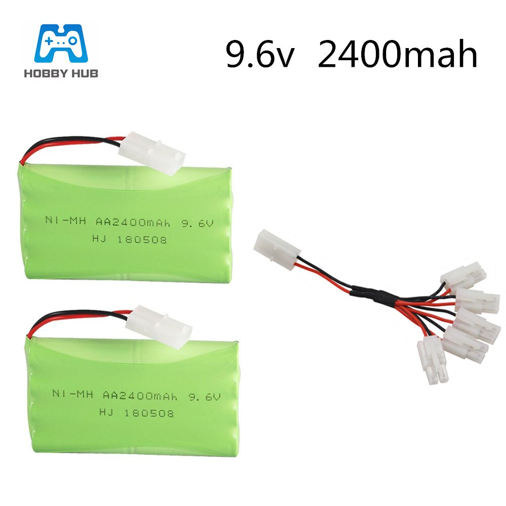 2/3/4 stuks 9.6v 2400 mah oplaadbare batterijen 9.6 v nimh aa-batterijen voor rc-speelgoed, elektrisch speelgoed, auto's, boten, wapens, verlichtingsfaciliteiten: 2 stuks met 5 in 1