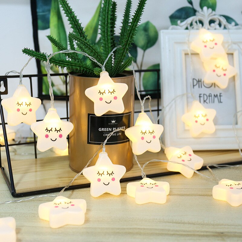 Guirnalda de luces Led con de nubes y estrellas para decoración del hogar, guirnalda bonita de Navidad para habitación de bebé, bricolaje, Año , boda, 6m/3m/1,5 m