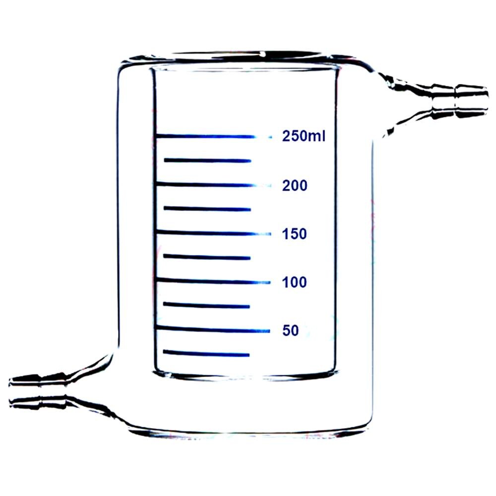 250mL Jacketed Glass Beaker Jacket Flask Lab Chemistry Glassware