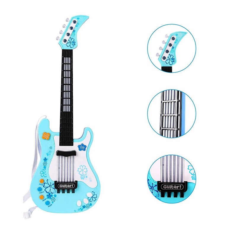 Barn gitarr leksak för blå gitarr musikinstrument födelsedagsfest favor för barn perfekt för utbildning, underhållning, par