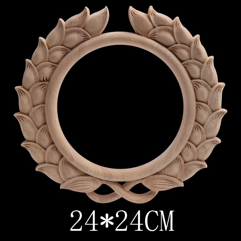 Wood Carving Round Decals Solid Wood Door Heart Flower European-style Household Decoration Cabinet Decoration Patches Wood Decal: B135-4