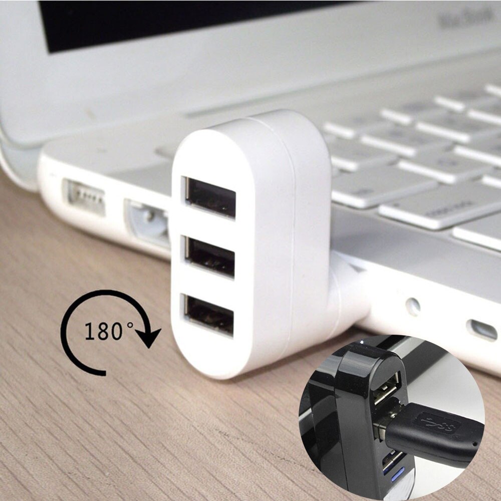 For Laptop For PC Hub USB Rotate Splitter Mini Adapter 3 Ports
