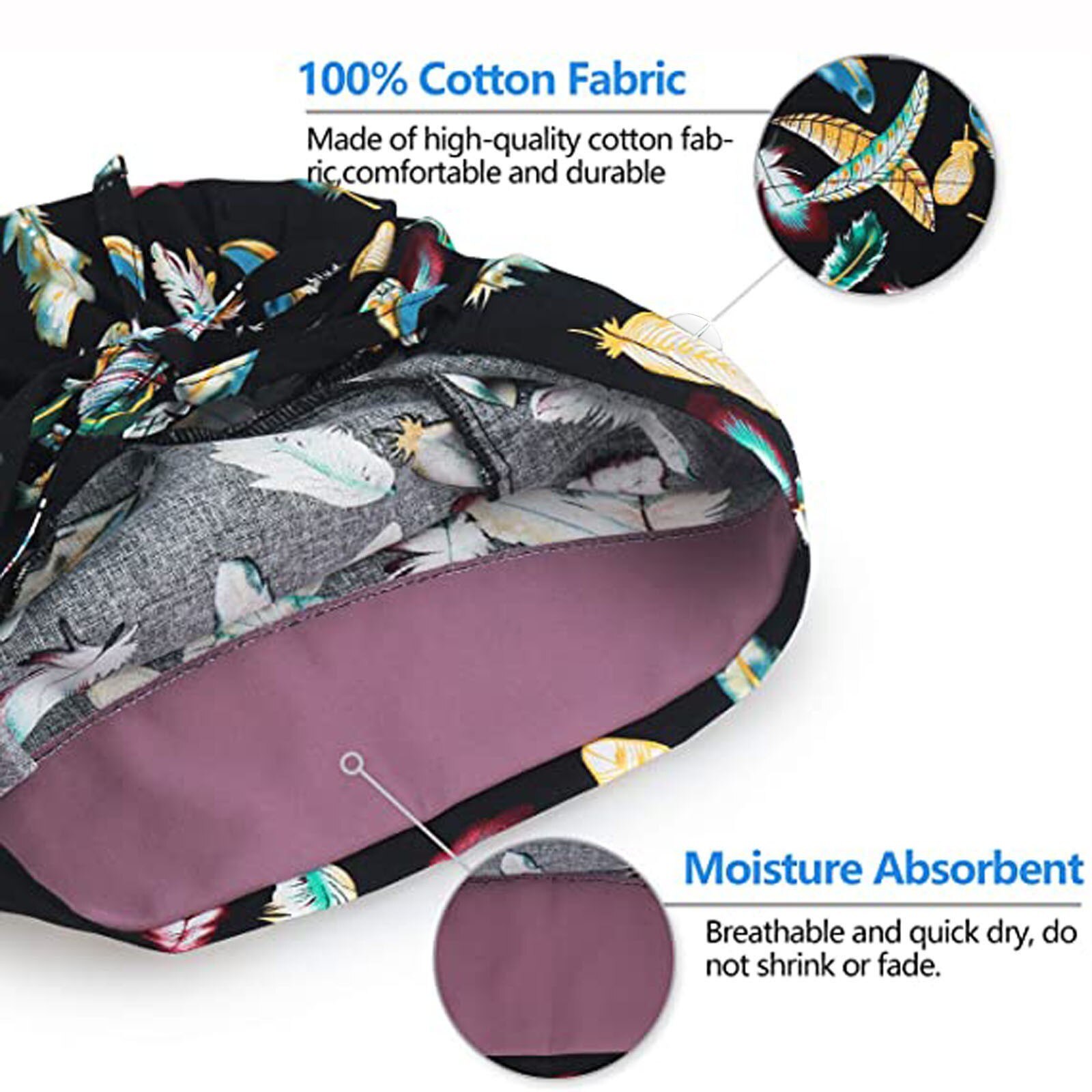 Printed Hats Scrubs Hats With Button Anti-lear Bandage Adjustable Caps Printing Nursing Caps Scrubs Cap Балаклава