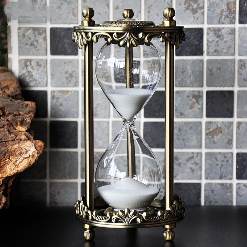 Sablier Vintage en métal incrusté de cristal, minuterie de 30 minutes, ornement , décoration de la maison
