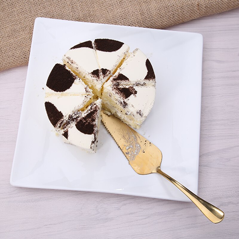 Goldene Überzogene 18/10 Edelstahl Kuchen Schaufel Messer Gabel einstellen Hochzeit Kuchen Nachtisch Salat Obst Mini Gabeln Gold Besteck Besteck