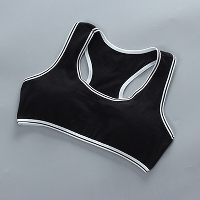 1pcs Young Girls Cotton Bras Running Sports Bra Tops Full Cup Seamless Training Puberty Yoga Bras Sports Fitness Gym Kids Bra
