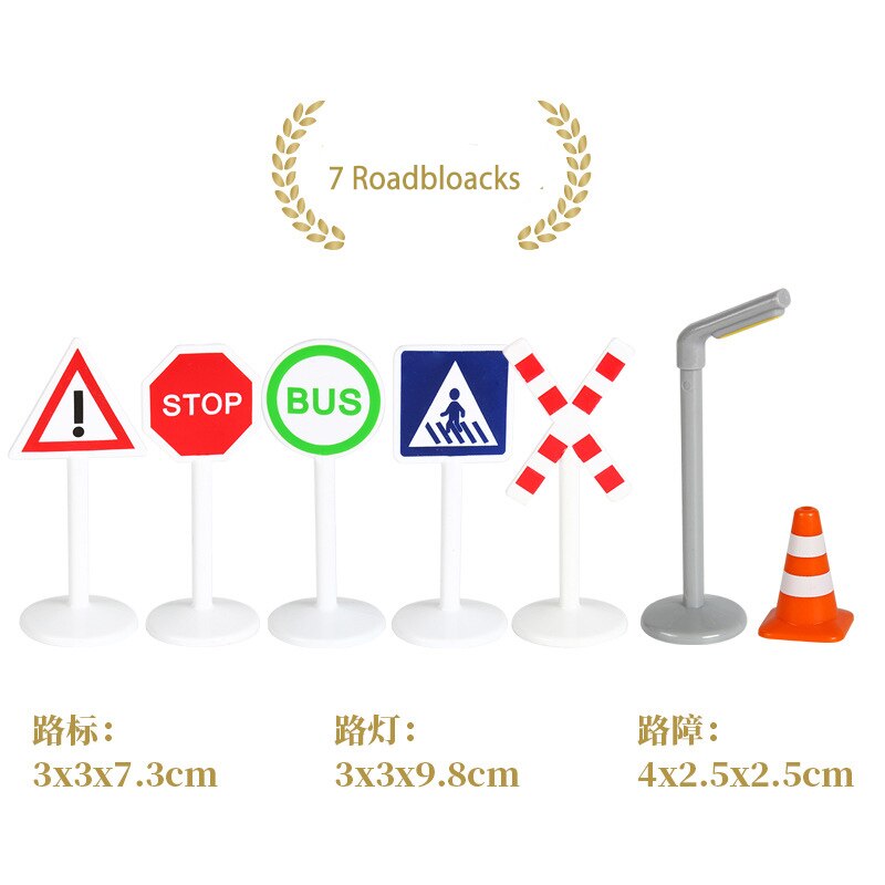 Wooden Train Tracks Accessories Roadmarks Scene Toys fit for Wooden Railway Track: roadblocks