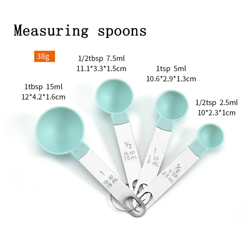 Cucharas multiusos/herramientas de medición de tazas, accesorios para hornear PP, utensilios de cocina con mango de plástico, 4 Uds.