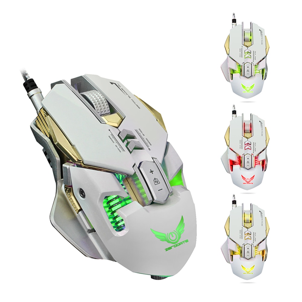 Wired USB E-sport Mouse Computer Mouse Ergonomic 7 buttons breathing lights Gaming 3200dpi Optical Mice White Game Mouse