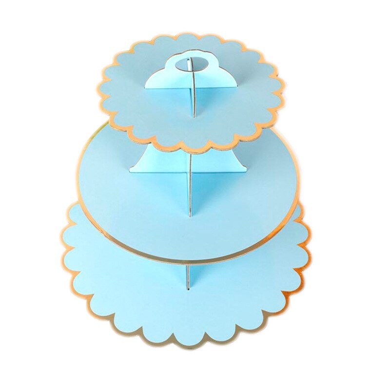 3- stöckiger cupcake-ständer, nachmittagstee, hochzeitsteller, partygeschirr, einweg-kuchenständer, turm, geburtstagsdekoration: Blau