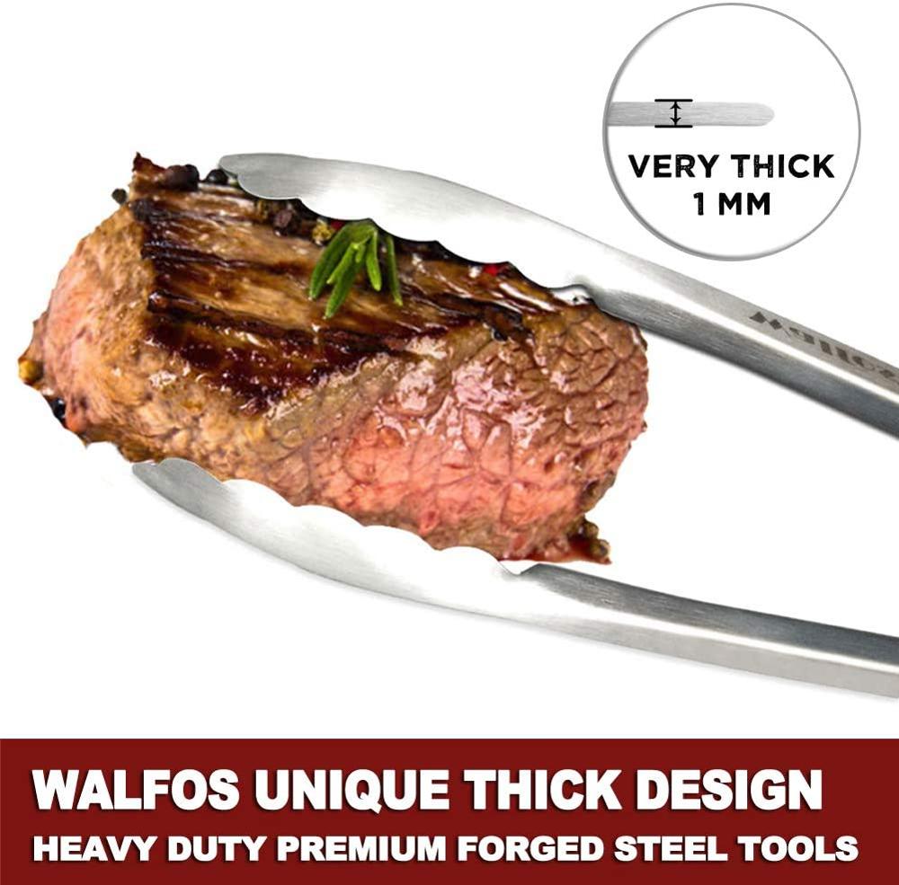 Walfos Extra Lange Rvs Bbq Grillen Tong Salade Brood Presenteren Tong Non-stick Keuken Barbecue Grillen Koken Tong