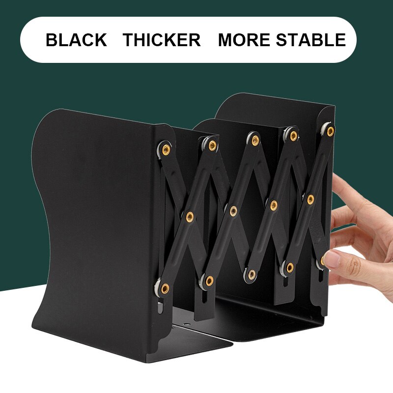 Support de rangement de livres rétractable pour étudiants, et pliable, pour papeterie de bureau et d'école: Black (19.2x50cm)